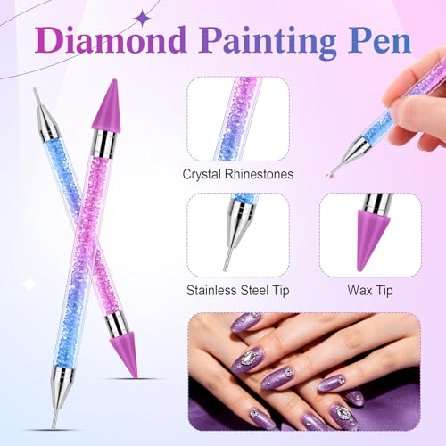 Tatuo Rhinestone Picker Tool Bedazzling Pen Dual Head, Gradient Blue Purple - color: Gradient Blue Purple