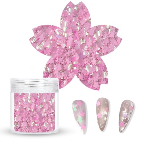 Laza 2.5g Chunky Glitter Cherry Blossom Shaped Confetti Nail Sequins - color: Pearl Pink