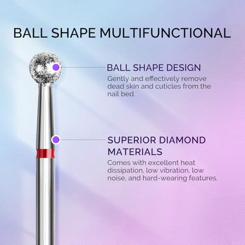 MelodySusie 3Pcs Cuticle Cleaner Nail Drill Bits Set, 3/32'' Safety Carbide Diamond Bits, Ball, Flame and Inverted Tapered Bits, Suitable for Cuticle Dead Skin Nail Prepare, Silver - size: Diamond Bits A Set