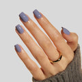 LAMIMOSA 32Pcs Ash Gray Press On Nails, Short Square Fake Nails, ASH - color: ASH