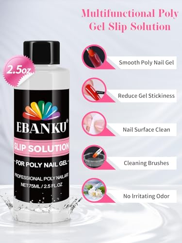 EBANKU 120 PCS Poly Gel Nail Forms for Toes with 75ml Slip Solution - color: 120P with Slip Solution