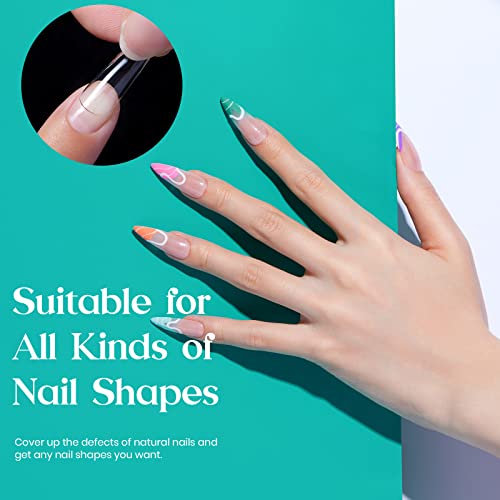 Beetles Gel Nail Tips Clear, Stiletto Medium, 500Pcs 10 Sizes Pre-Shaped - color: Medium Stiletto 500pcs (Clear)