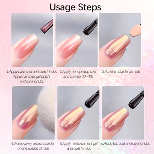 8 Jars Mermaid Pearl Chrome Powder for Nails - color: F-335 Set
