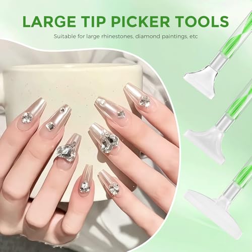 5.0 Pro Rhinestone Picker Tool Kit 16pcs, Bedazzling Pen | Diamond Art Tool - color: Green/White