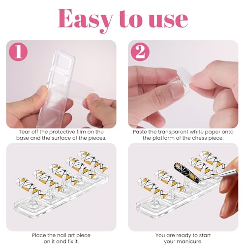 10 Pack Nail Stand for Press ons with 50 Pack Tape, Non-Magnetic and Detachable Nail Holder for Painting, Art, Display, Acrylic Fake Tip Practice Tool, Home, Salon