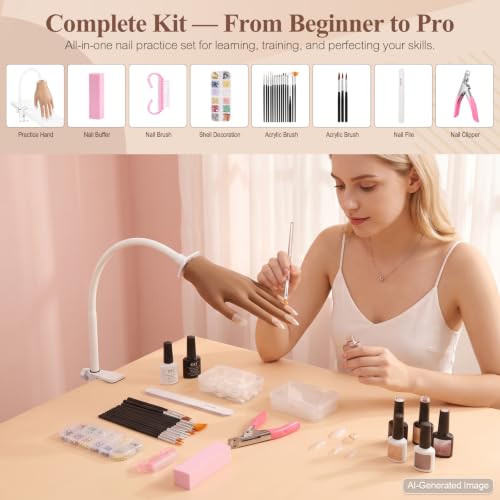 LIONVISON Practice Hand for Acrylic Nails: Detachable Practice Hand Kit