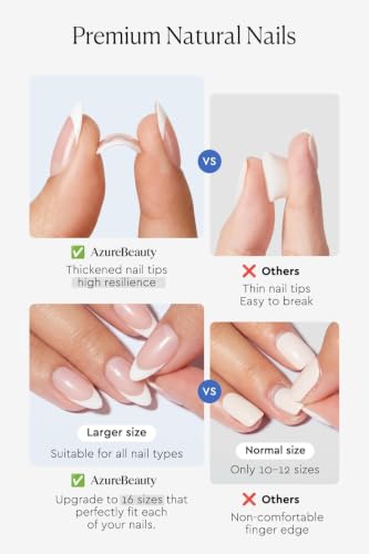 AzureBeauty Short Almond Press On Nails, Ruby Velvet, 32 Pcs 16 Sizes - color: B3-Ruby Velvet