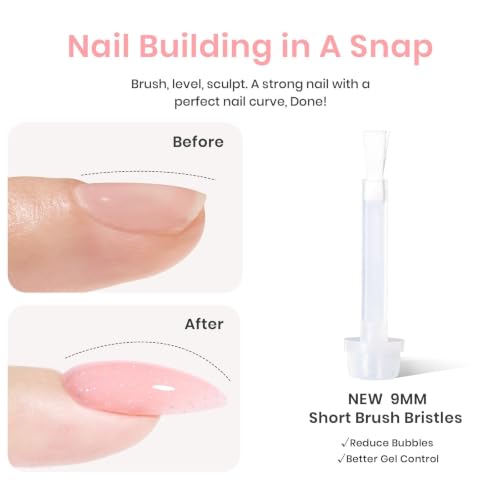 Beetles Builder Gel for Nails, 8 in 1 Shimmer Pink Glitter Builder Nail Gel - color: H - Glitter Pink