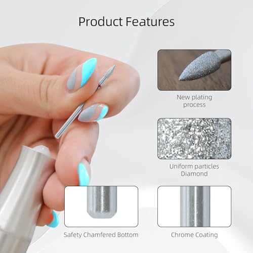 Diamond Nail Drill Bits for Cuticle Removal - 3mm Conical Fine Chrome Coated Rotary Burr for Dead Skin Cleaning, Professional Russian Manicure Accessories, Fit Electric Nail Drill Machines - color: 3mm Conical F