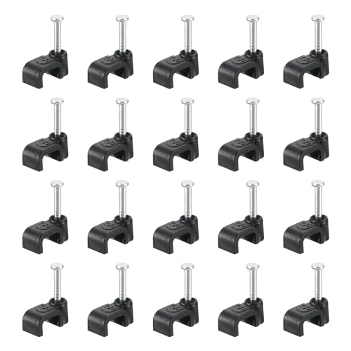 uxcell Cable Clips with Steel Nail, 100Pcs 6mm/0.24" Plastic Cable Wire Clips, Ethernet Cable Clips Nail in Cable Clips for Home Wires Cables Cords Management, Black - size: 6mm