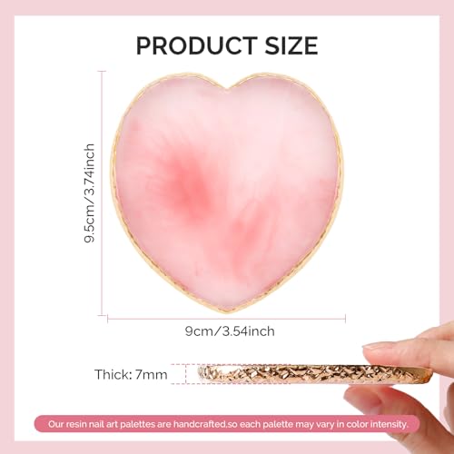 MelodySusie 1Pc Heart Resin Nail Art Palette Color Mixing Board Pink - color: Pink Heart Without Spatula