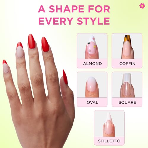 PaintLab First Class Red French Tip Press On Nails, Medium Almond 30pc Nail - color: First Class