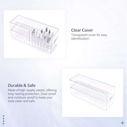 Nail Drill Bits Holder 48 Holes Drill Bits Organizer Case Clear
