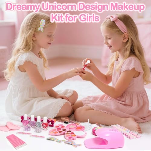 Makeup & Nail Art Kit, Washable Nail Polish and Press on Nails Gift