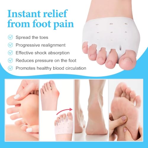 VEADONS 4 PCS Toe Separators, Silicone Toe Separators for Women & Men, Toe Spacers, Bunion Corrector, Hammer Toe Straighteners & Plantar Fasciitis, Comfortable & Breathable