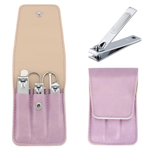 Nail Clipper Set Gifts for Women, 6 Pcs Case Fingernail Clipper Christmas Stocking Stuffers for Adults (Purple) - color: Purple