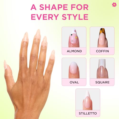 PaintLab Bare Nude Lux 3D Diamond Press On Nails, Medium Almond, 30pcs Kit, - color: Bare Lux