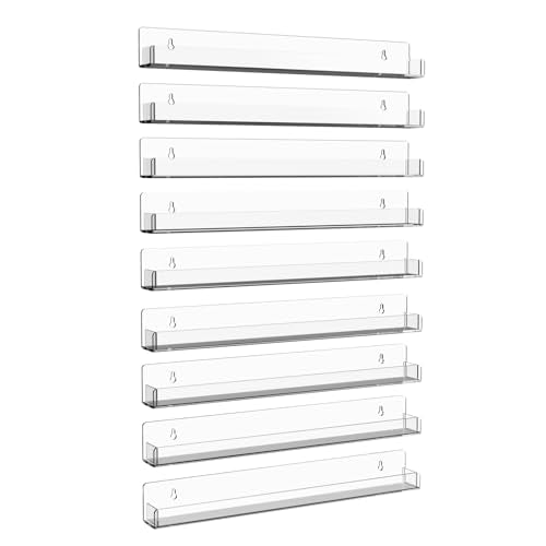9 Pack Clear Acrylic Nail Polish Rack 15" L x 1.6" W x 2" H