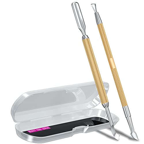 2PCS Champagne Gold Cuticle Pusher Tool and Scraper Nail Pusher - color: Champagne Gold