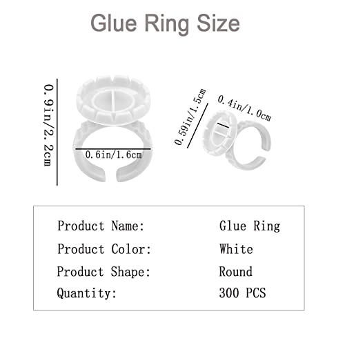 Glue Rings for Eyelash Extension, 300 PCS Glue Rings Lash Extension Supplies Lash Rings for Glue, Disposable Glue Cups Eyelash Glue Holder Lash Extension Glue Rings, Lash Fan Blossom Glue Cups, White - color: white