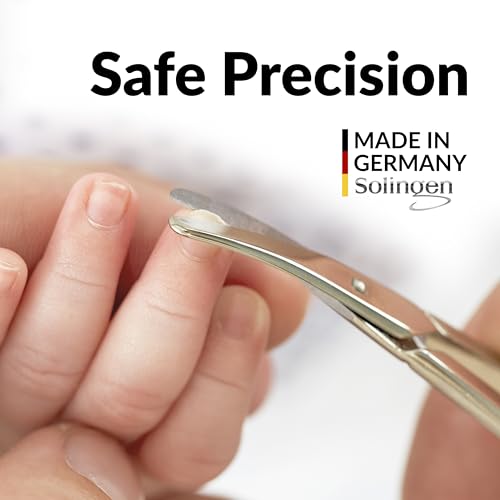 marQus Solingen Round-Tip Nail Scissors (curved) – Premium German Steel for Safe Manicures & Pedicures, Protective Case Included, Also Great for Babies - color: Nail Scissors - Rounded