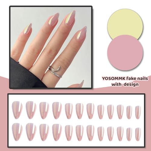 Mirror Nude Acrylic Press on Nails Short Almond Shaped Fake Nails - color: 11-Nude