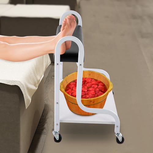 Pedicure Chair for Nail Tech Beauty Salon Nail or Foot Bath Spa Manicure Foot Rest with Wheels Portable Trolley Cart for Pedicure Manicure Funiture Massage (Black, White) - color: Black, White