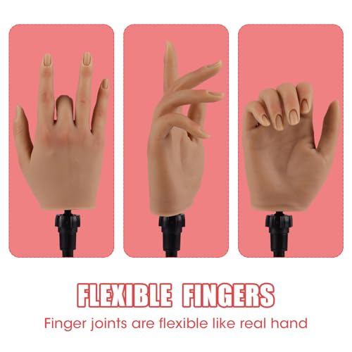KnowU Nail Practice Hand with Suction Cup Stand, Mannequin Hand for Acrylic Nails, Professional Manicure Tool, DIY Nail Art Accessories, Flesh Tone - color: Flesh Tone, size: Suction Cup Stand