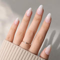 Milky White Press On Nails, Short Almond, Glossy Skin Tone Glue On Nails - color: B5-Light Nude