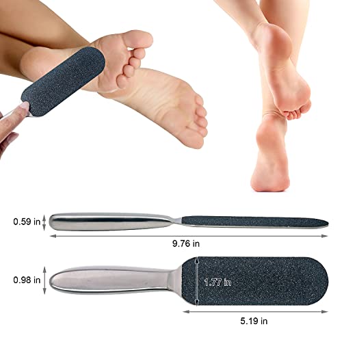 1 Pcs Professional Pedicure Foot File and Callus Remover for Hard Skin,Stainless Steel Foot Rasp File with 10 Free Refill Grits Replacement Pads with Two Sides Simple Bath Pedicure Salon Foot Scrubber