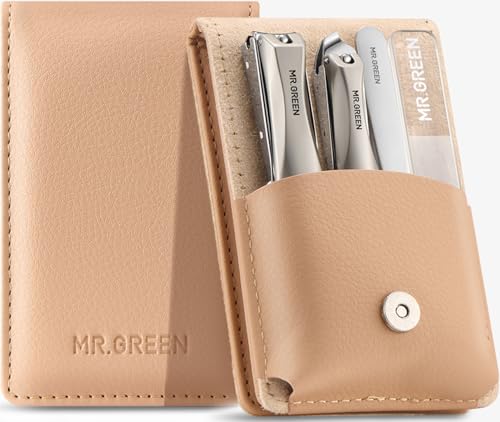 MR.GREEN 4Pcs Nail Clipper Set, Anti-Splash Excellent Quality Nail Cutters - color: Apricot