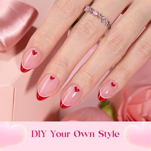 Beetles Press On Nails - Romantic Dream, 3 Colors Short Almond 192 Pcs - color: K - Romantic Dream - S