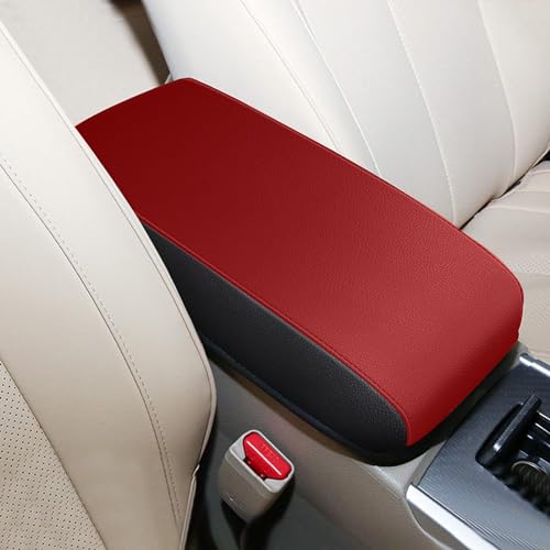 AOMSAZTO Armrest Console Covers for 2013-2018 Nissan Altima Red Leather - color: Black with Red Leather, size: 2013-2018