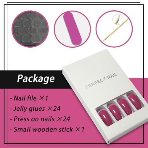 Rose Red Press on Nails Almond Long Glossy Fake Nails for Women - color: 12-Rose Red