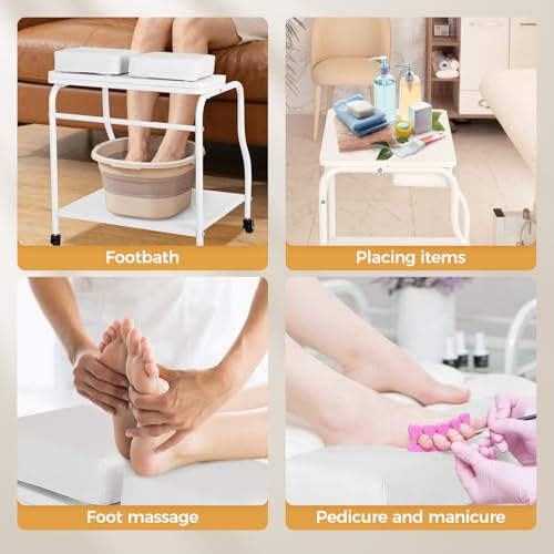 Pedicure Foot Rest, Salon Nail Rolling Cart for Home and Beauty Salon Use