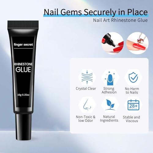 Nail Glue Rhinestone Glue 2-Pack (10g x 2) – Clear Sculpting Gel for Nail Charms, Thick UV/LED Formula with Precision Tip, Easy DIY 3D Nail Art, Not for Extension - color: E-10g*2Pack