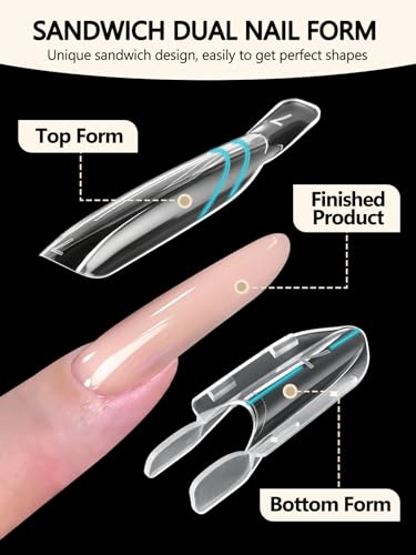 EBANKU Sandwich Dual Nail Forms 120PCS Transparent - color: Updated Almond