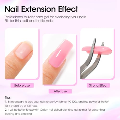 Gellen Pink Nail Builder Gel, 30 g UV/LED Nail Extension Gel UV Soak-off - color: Pink