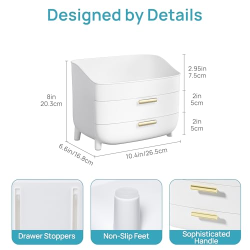 Vtopmart 3-Tier Skincare Makeup Organizer with Drawers, White - color: White, size: No Lid