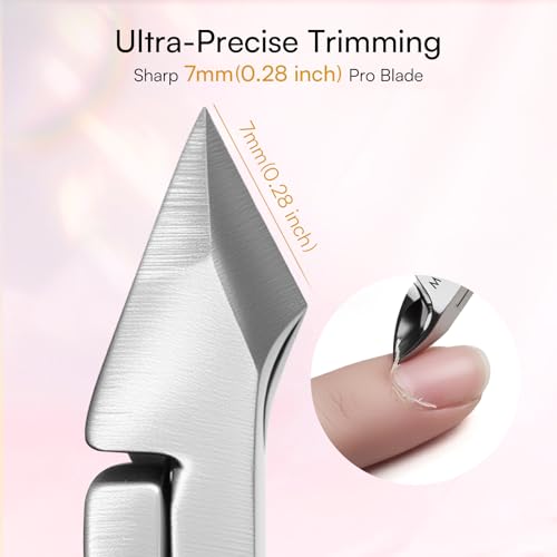 Makartt 3 Pcs Pink Cuticle Nipper Set, Stainless Steel Pusher & Scraper - size: Pink-3pcs