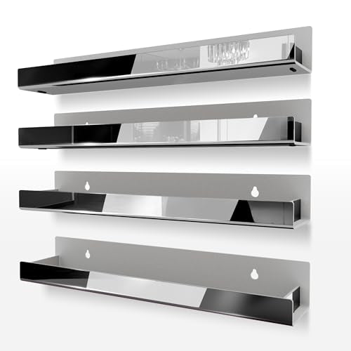 4 Pack 15 Inch Black Reflective Acrylic Floating Wall Shelves - color: 15in-black Mirror