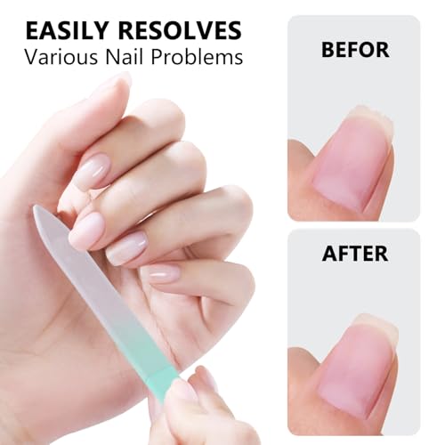 Crystal Glass Nail File with Case for Natural Nails 3 Pack - color: Pink Mint Blue