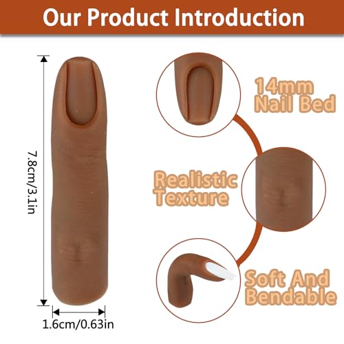 Silicone Practice Fingers for Acrylic Nails, Bendable Fake Training Finger Soft Silicone Fake Finger to Practice Fake Nails, Flexible Nail Practice Fingers Hand for Nail Art(Color 5) - color: 5# Silicone Finger
