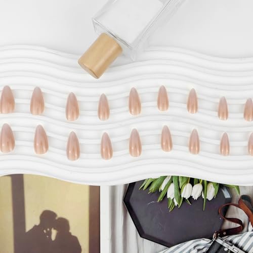 Gradient Nude Acrylic Press on Nails Almond Medium Fake Nails - color: 06-Nude Brown