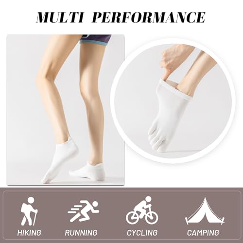 Toe Socks Women, Ankle Cotton Five Fingers Socks for Running - color: 5 Pairs White