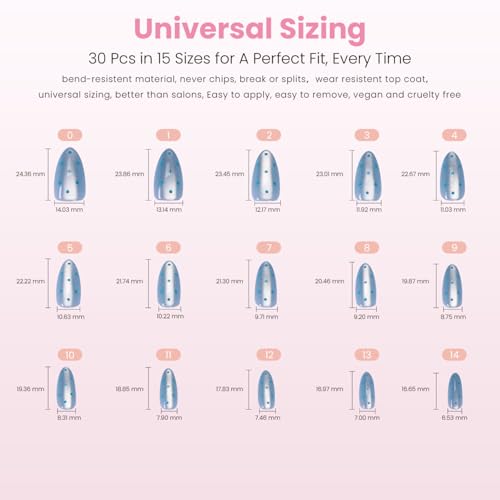 Nail Reformation Press On Nails, Blue Moon | Polka Dot Medium Almond 30 Pcs - color: Blue Moon