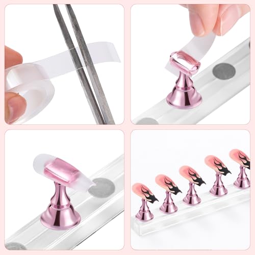 Nail Stand Magnetic Nail Holder for Painting Nails Nail Stands for Press-On - color: Pink