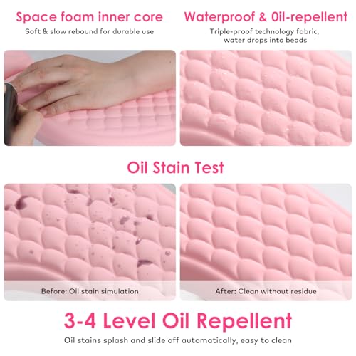 Arm Rest for Nails Tech, BORNBYME Update PU Leather Fish Pattern U-shaped Hand Nail Stand Rest for Manicure, Pink - color: Pink