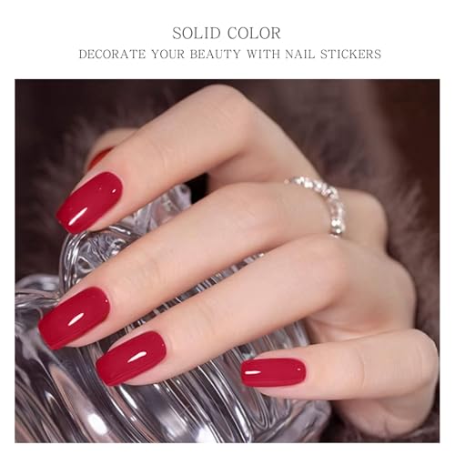 JMEOWIO Semi Cured Gel Strips Nail Art Sticker Wrap Red - color: Red
