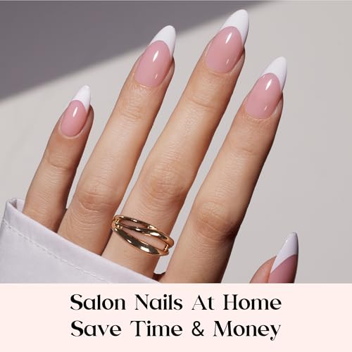 Beetles French Tips Press On Nails- 210 Pcs Medium Almond Nails - color: 2 - Pink French - M